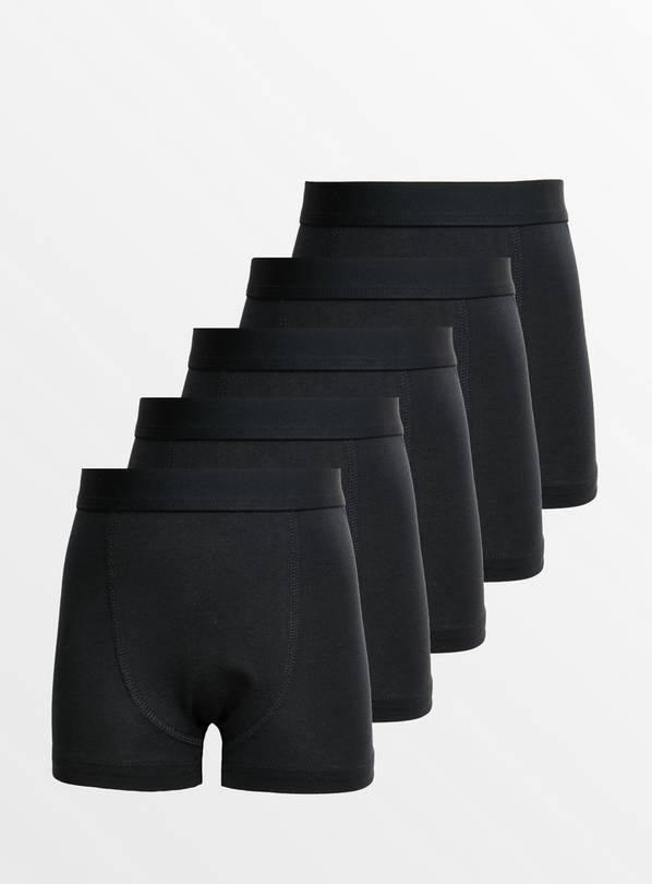 Plain Black Trunks 5 Pack 7-8 years