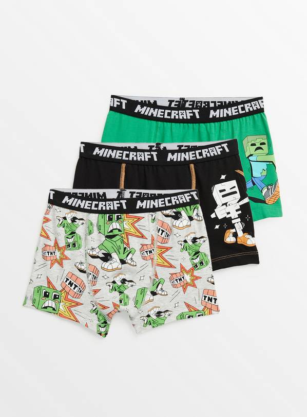 Minecraft Boys Grey Green Printed Singlet & Trunk Underwear Set Size 3/4 New
