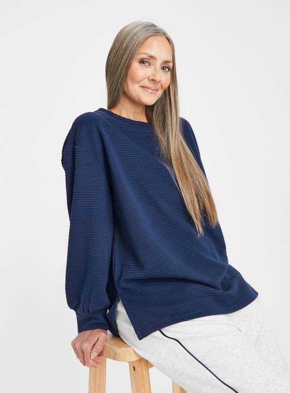 Navy Ribbed Sweatshirt L