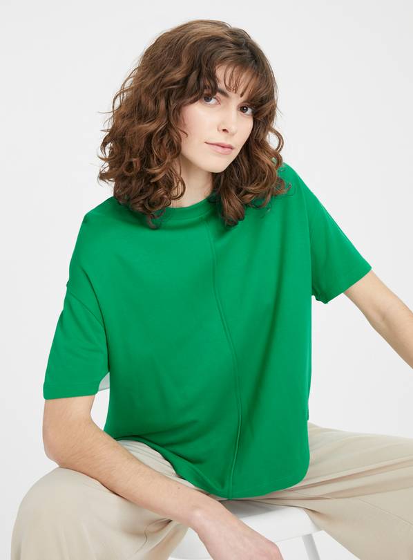 Green Boxy Fit Ponte T-Shirt 14
