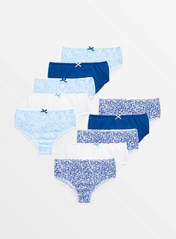 Blue & White Floral Briefs 10 Pack 1.5-2 years
