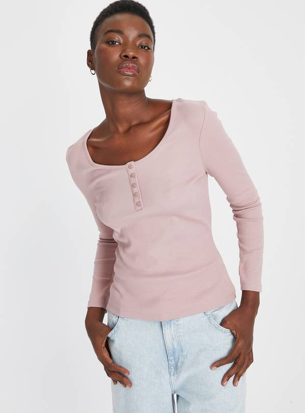 Buy Dusty Pink Henley Top 10, T-shirts