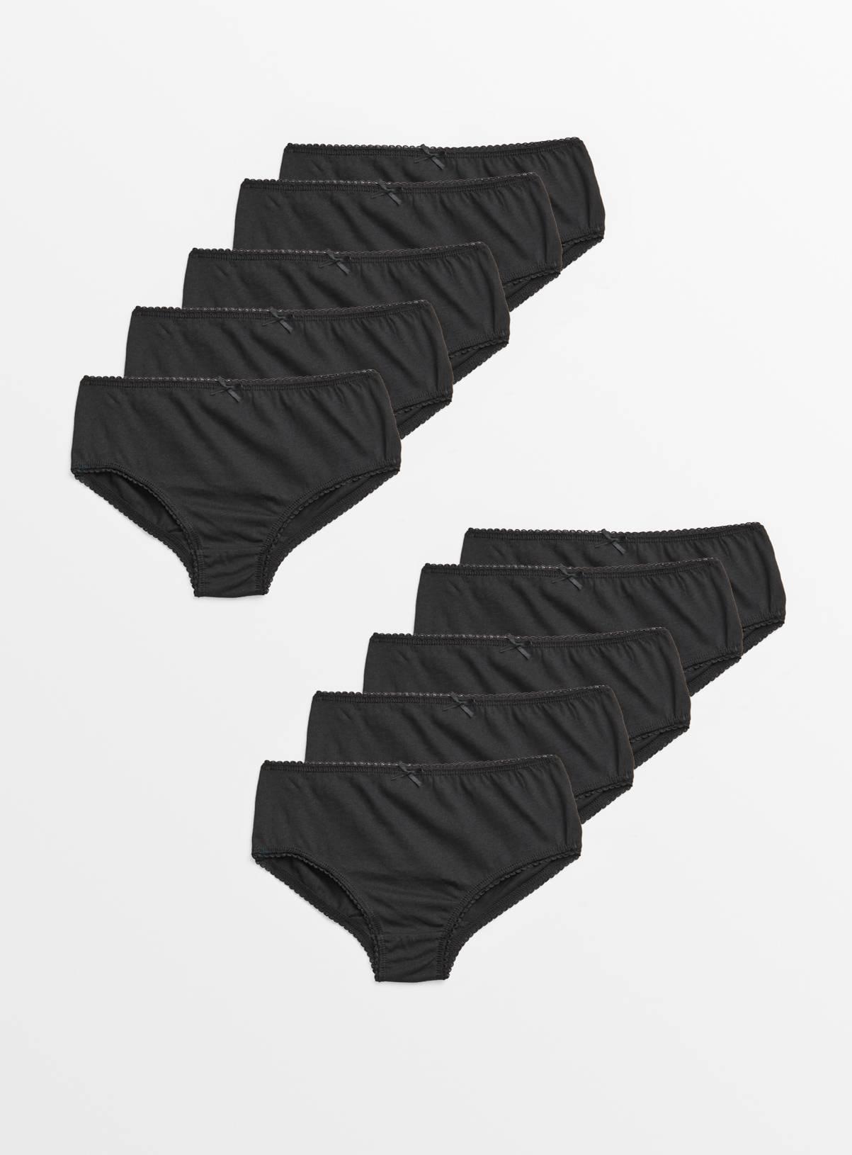 Plain Black Briefs 10 Pack 8-9 years - Image 1