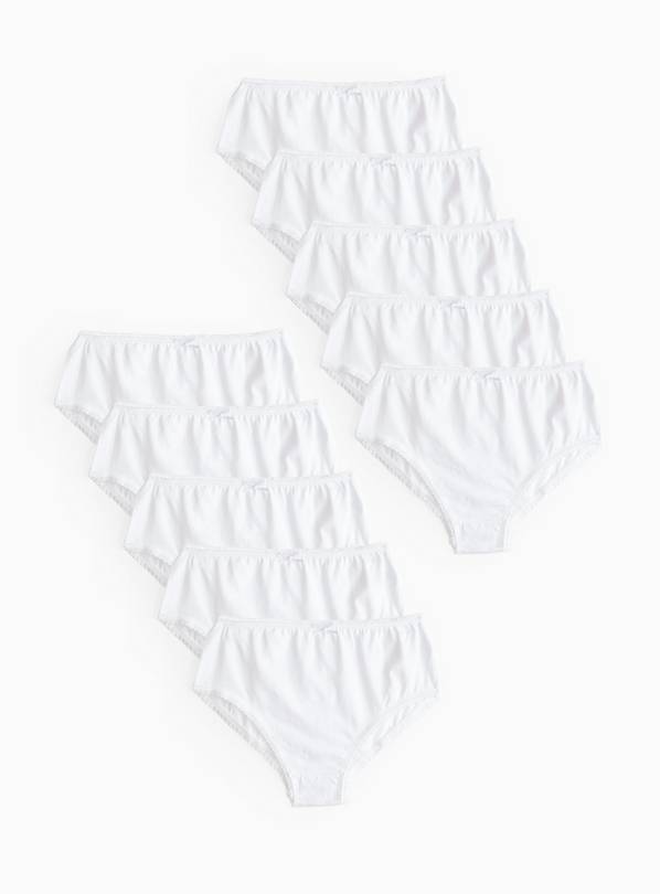 Women's Cotton Brief Panty, White 10 Pack