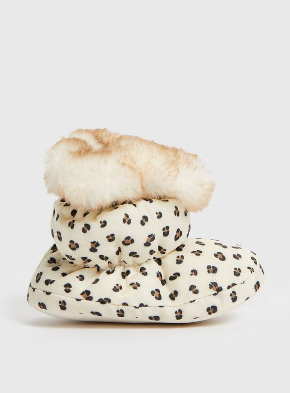 Leopard Faux Fur Lined Booties Up to 3 mths