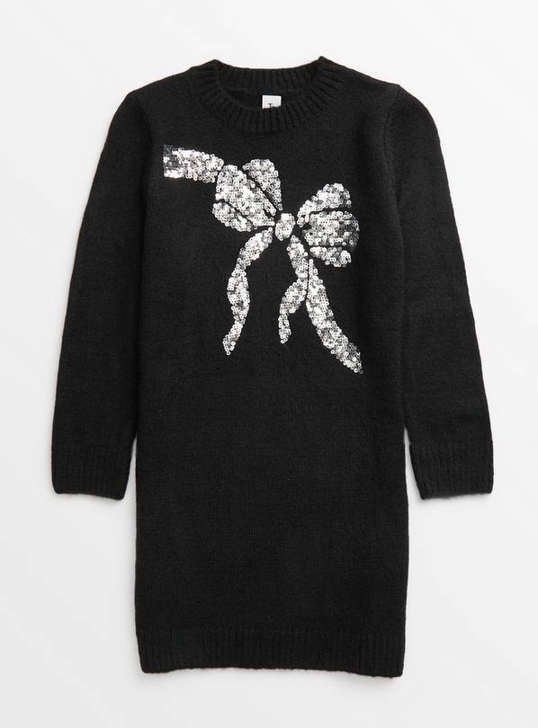 Black Sequin Bow Jumper Dress 10 years