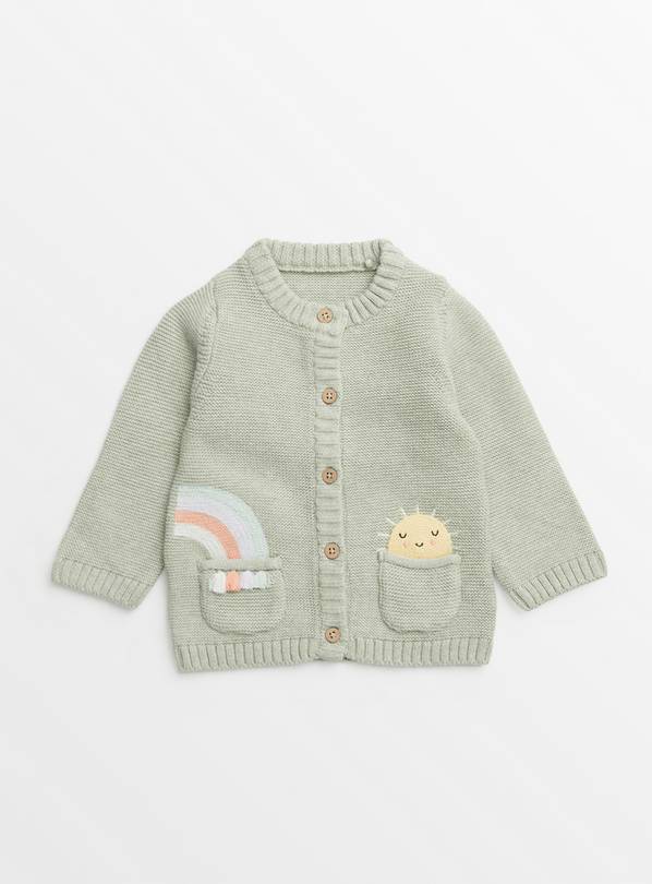 Sage Green Rainbow Pocket Cardigan 3-6 months