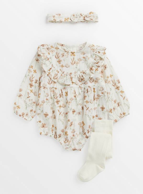 Floral Double Cloth Bodysuit & Tights 12-18 months
