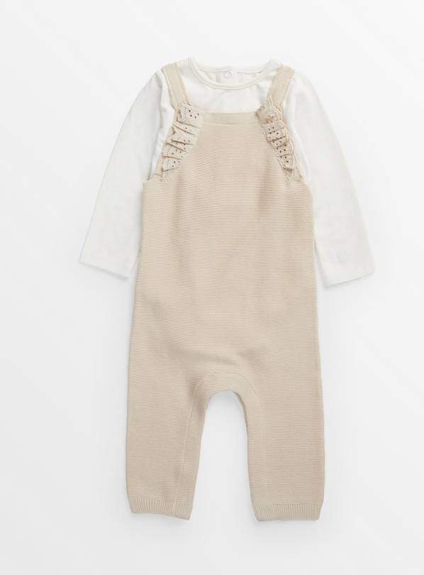 Cream Knitted Dungaree Set Up to 3 mths