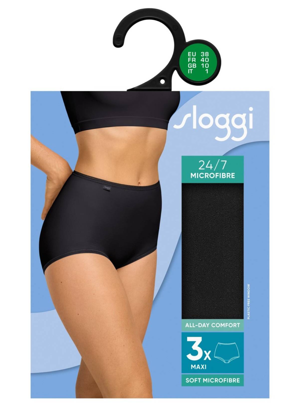 SLOGGI 24/7 Microfibre Maxi Knickers 3 Pack Black 14 - Image 4