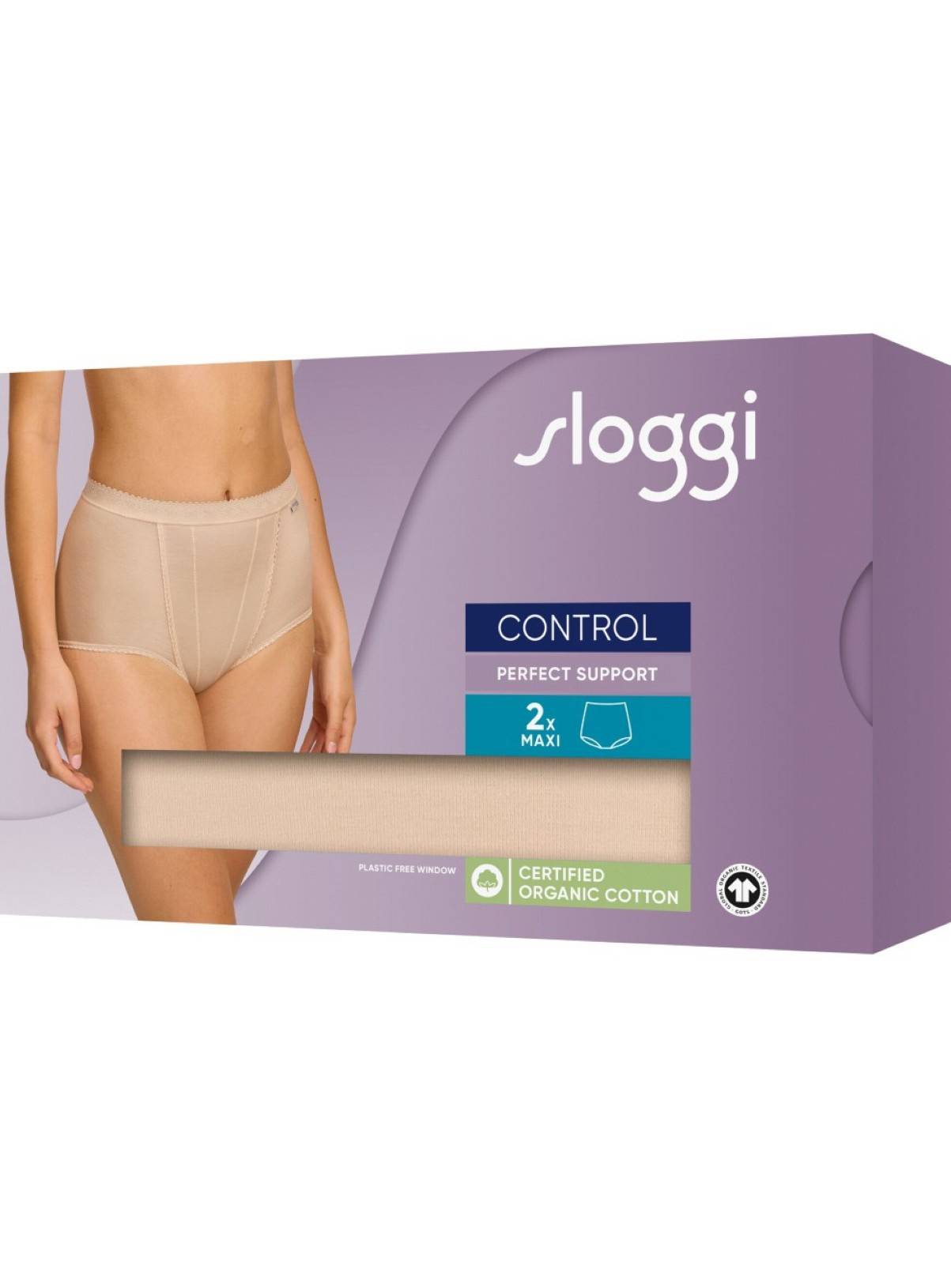 SLOGGI Control Maxi Knickers 2 Pack Nude 18 - Image 6