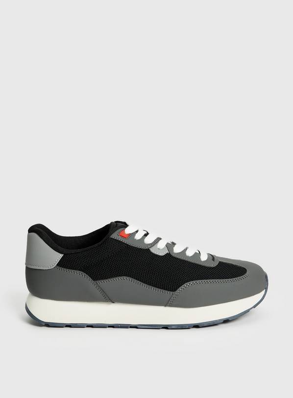 Buy Black Retro Lace Up Trainers 10 | Trainers | Tu