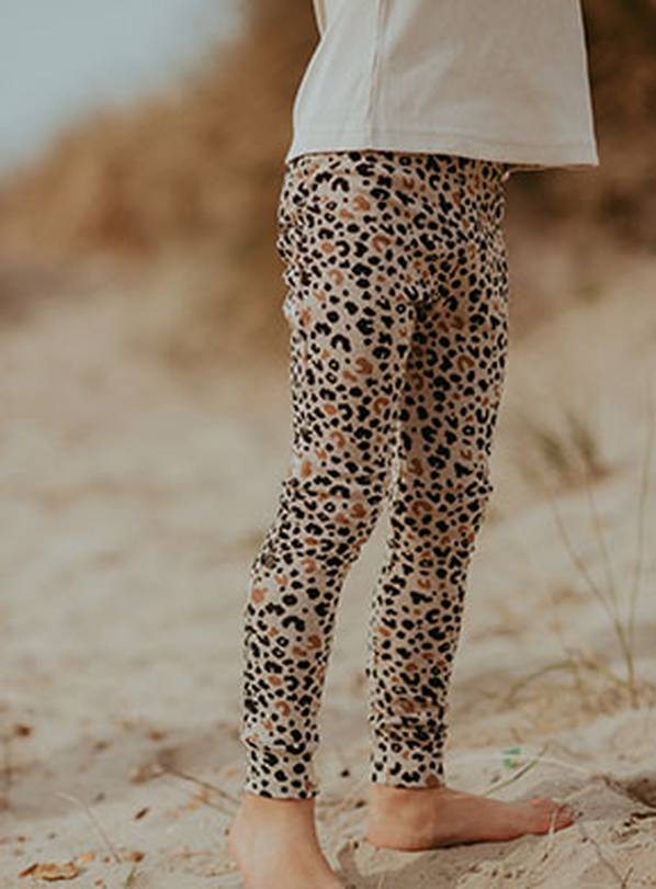 Tan Leopard Leopard Print Leggings, Pants