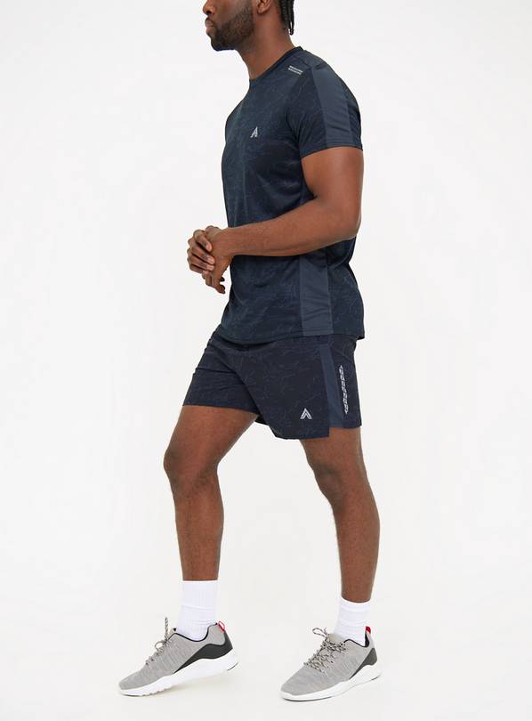 Active Navy Printed Shorts S