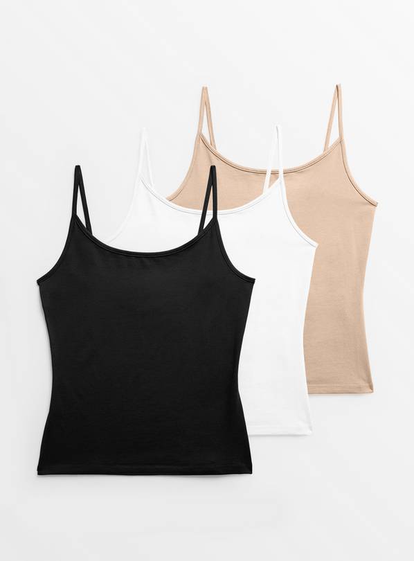 Buy Cotton Stretch Vest Top 3 Pack 16, Camisoles and vests