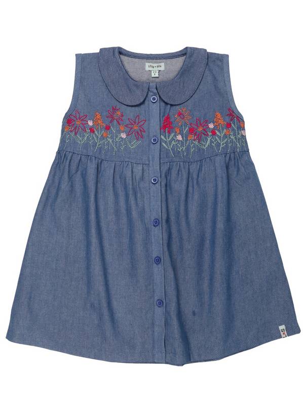 Buy LILLY + SID GOTS Embroidered Chambray Collar Dress 5-6 Years