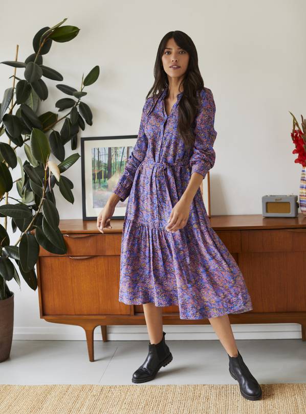 Buy THOUGHT Fawn Lenzing Ecovero Printed Midi Shirt Dress 16 | Dresses | Tu