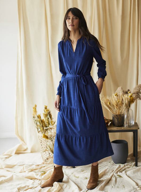 Buy THOUGHT Amara Denim Jersey Wrap Dress 6 Dresses Tu