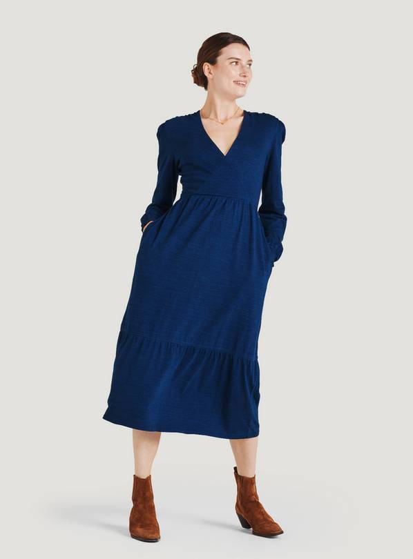 Long sleeve shop denim wrap dress