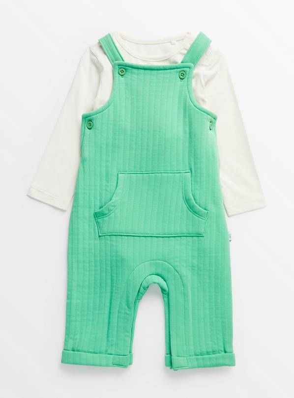 Green Dungarees & Cream Bodysuit Up to 3 mths