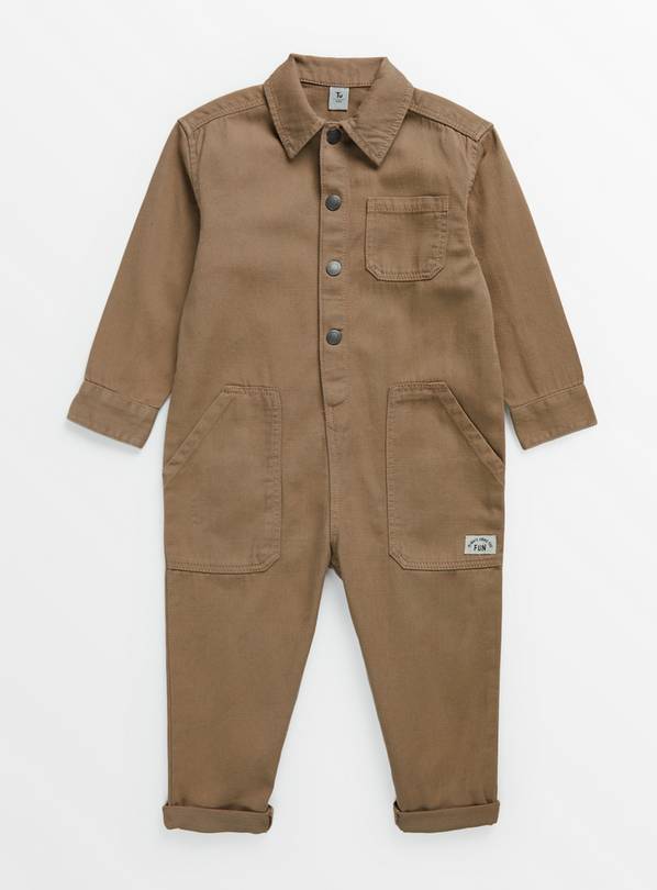 Tan Brown Long Leg Jersey Dungarees And T-Shirt Set (3mths-7yrs)