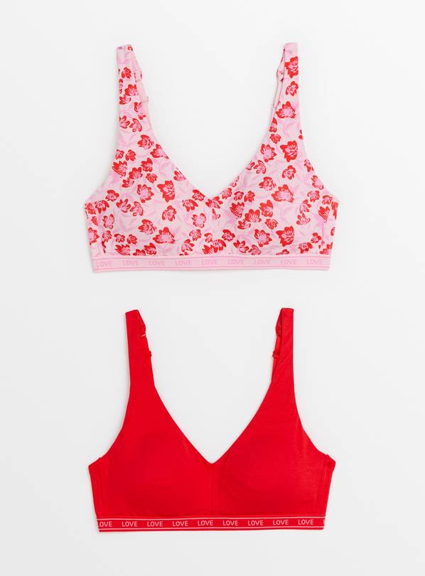 Buy Red & Pink Valentines Padded Lounge Bra 2 Pack 6, Bras