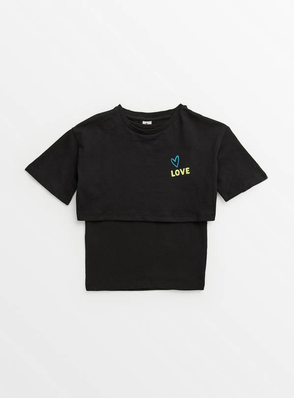 Black Love Cropped T-Shirt With Vest Top 9 years