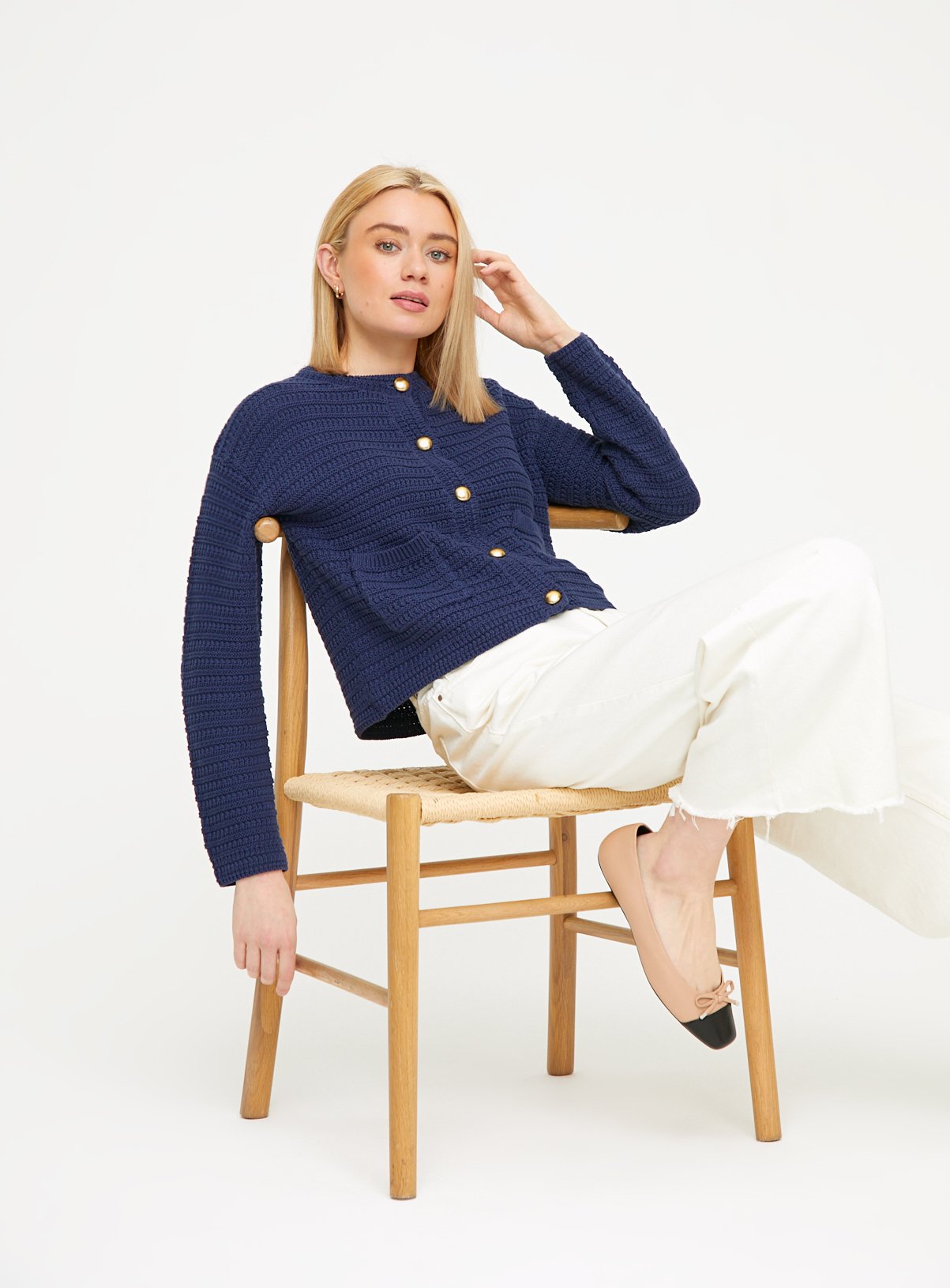 Navy Stitch Detail Cardigan 14 - Image 2 thumbnail
