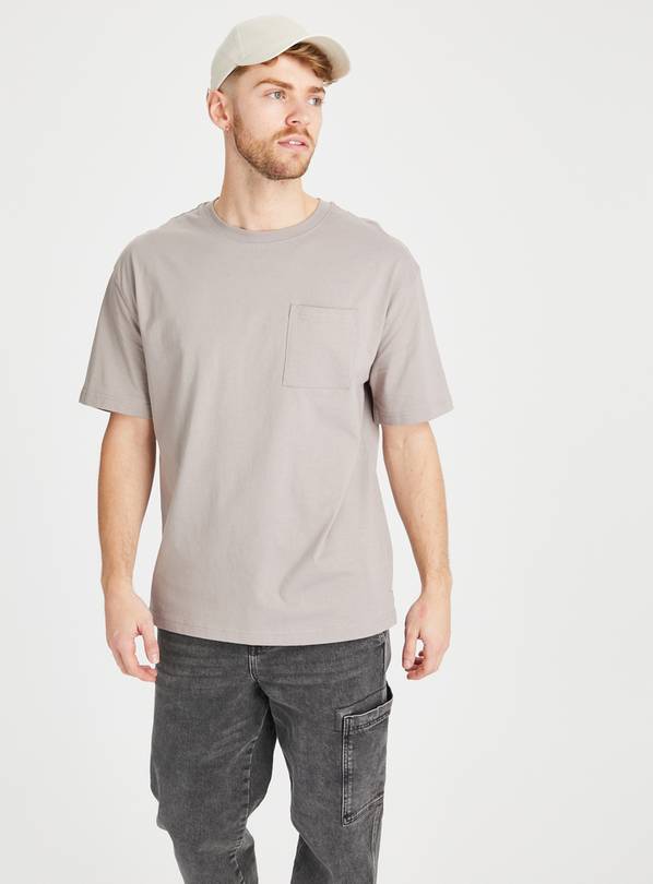 Mushroom Brown Pocket Relaxed Fit T-Shirt M