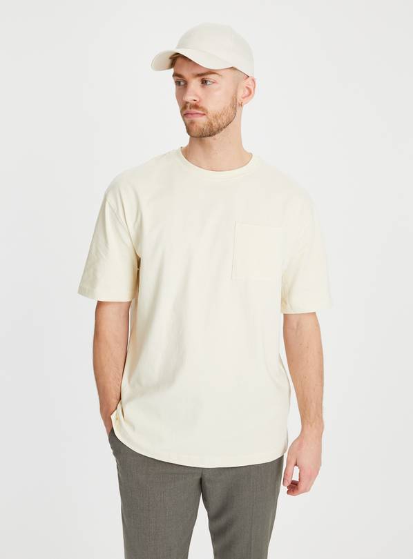 Cream Pocket Relaxed Fit T-Shirt XXXL