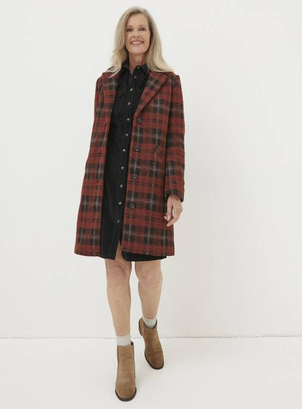 FATFACE Tanya Wool Blend Check Coat 20