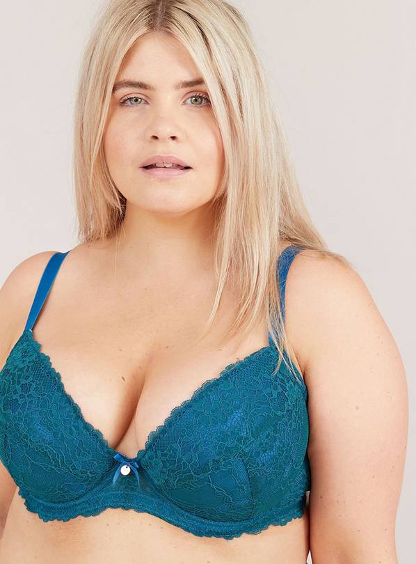 OOLA LINGERIE Tonal Lace Padded Plunge Bra 42F