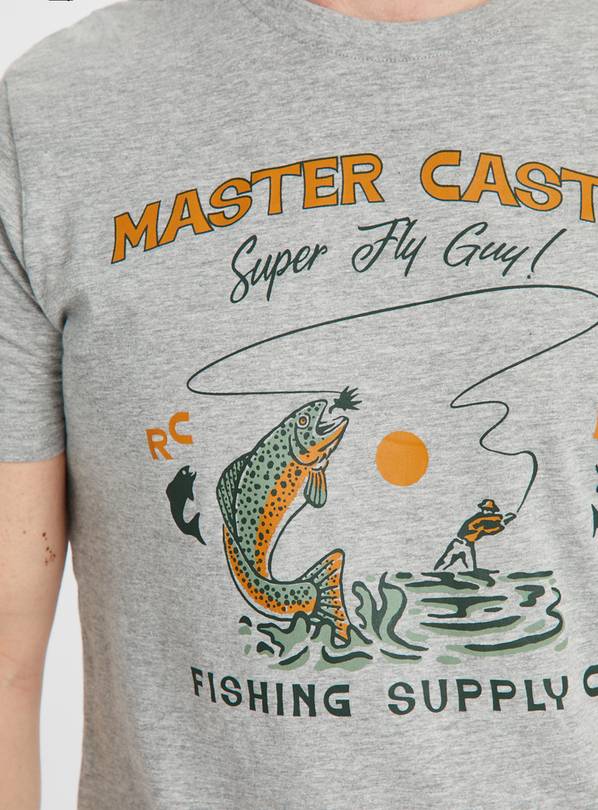 Buy Grey Fishing Supply Graphic T-Shirt XL