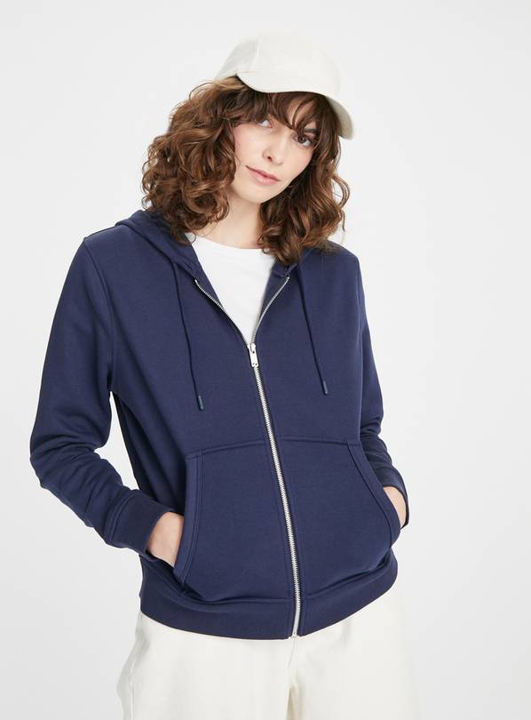 Ladies navy zip store up hoodie