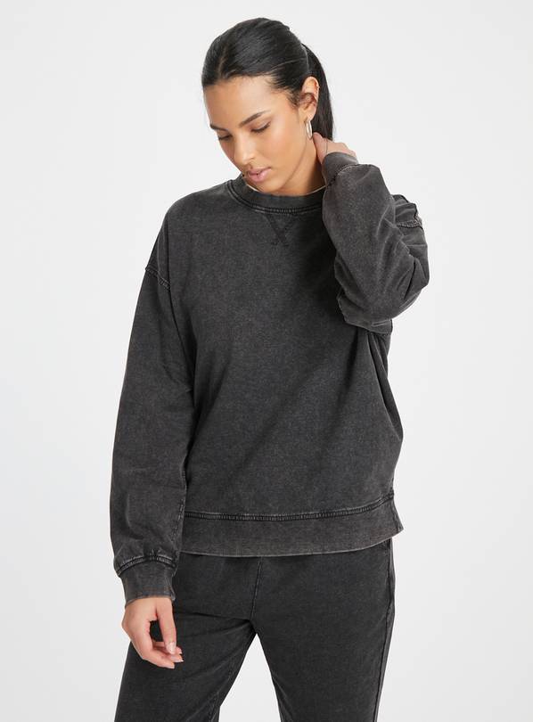 Charcoal Washed Coord Sweatshirt  L