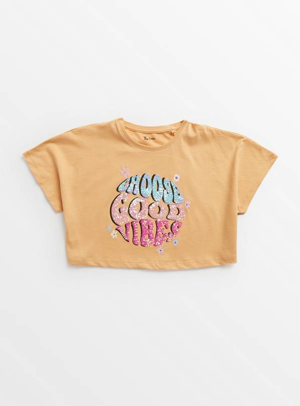 Orange Choose Good Vibes Cropped T-Shirt 10 years