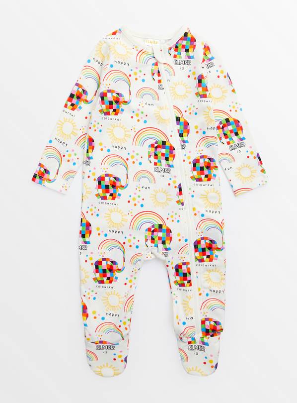 Buy Elmer The Patchwork Elephant Cream Sleepsuit 9-12 months ...