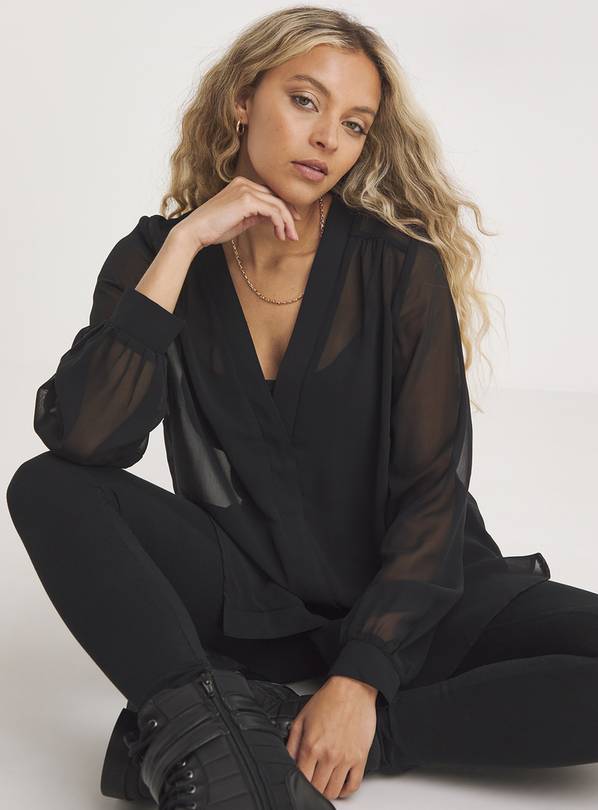 SIMPLY BE Black Sheer Shirt 12