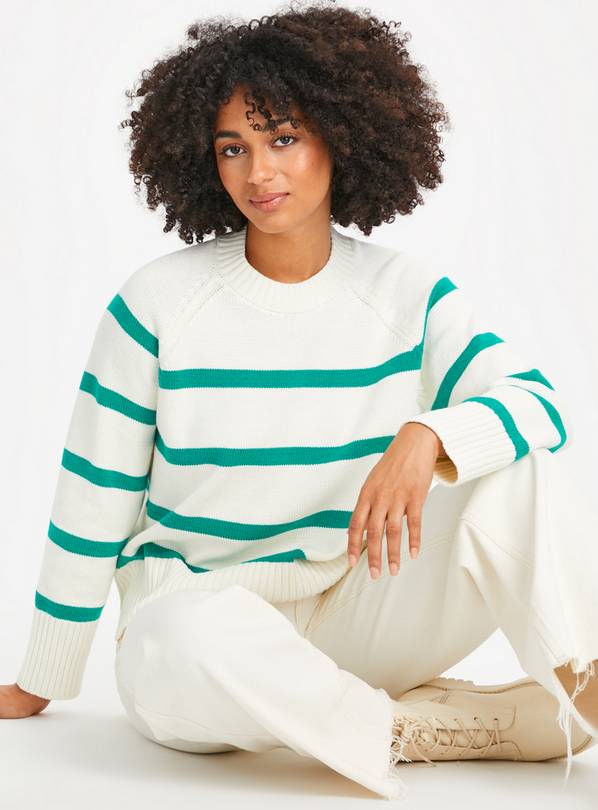 Green Raglan Stripe Jumper 14