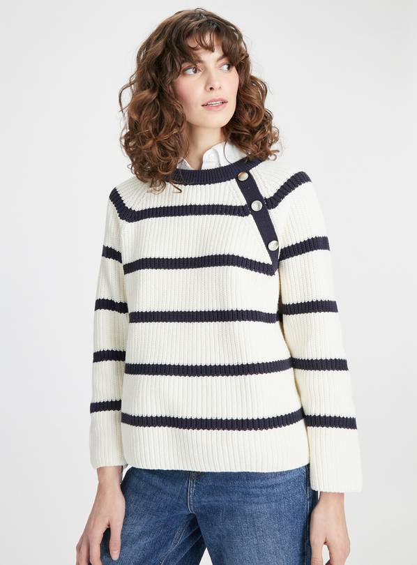 Cream Nautical Stripe Button Jumper 16