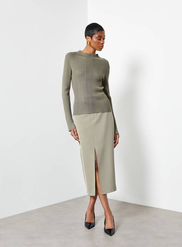 For All the Love Khaki Tailored Midaxi Skirt 14
