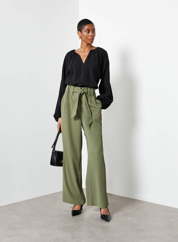For All the Love Khaki Belted Wide Leg Trouser 20
