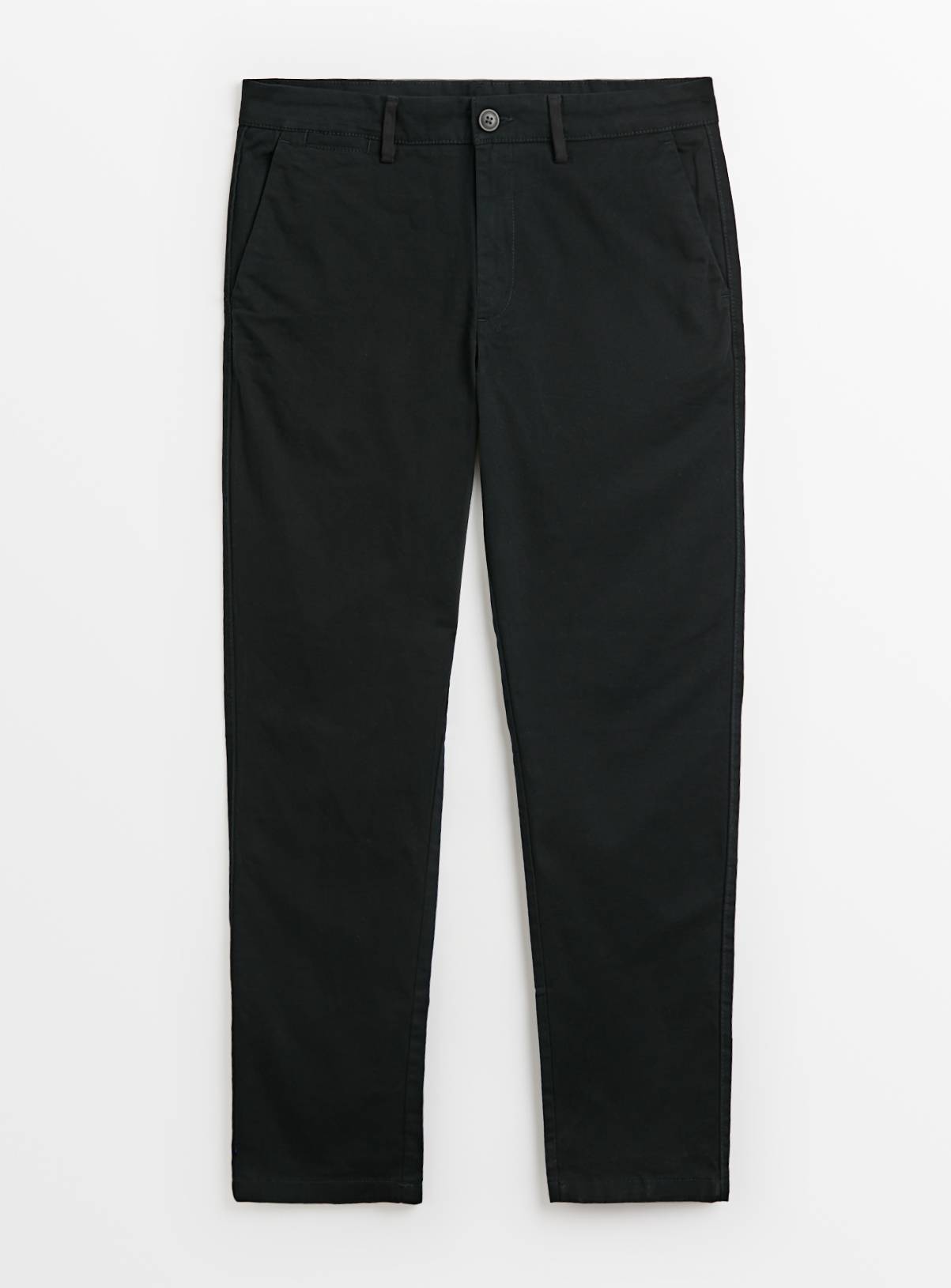 Black Skinny Fit Chino Trousers 30L - Image 3