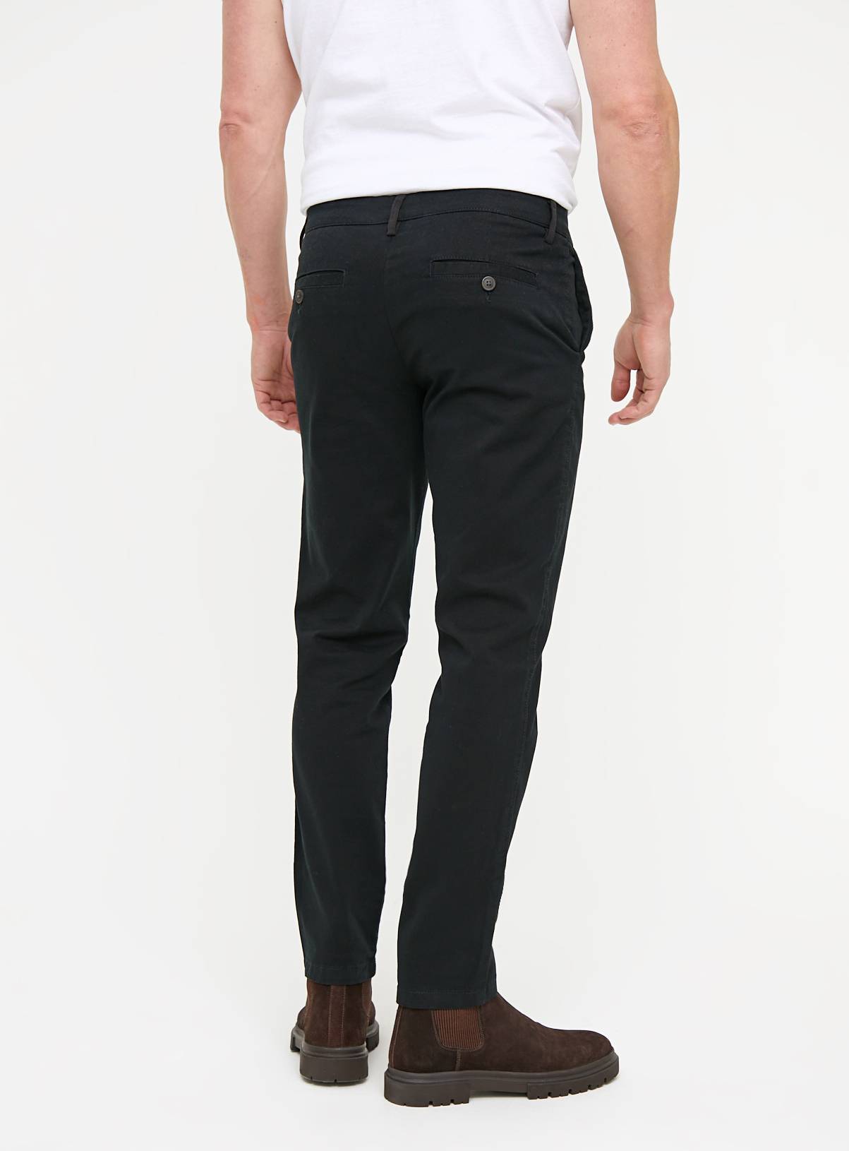 Black Skinny Fit Chino Trousers 30L - Image 5