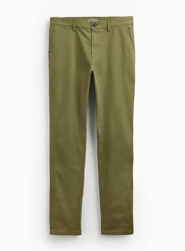 Green Skinny Fit Chino Trousers 32L