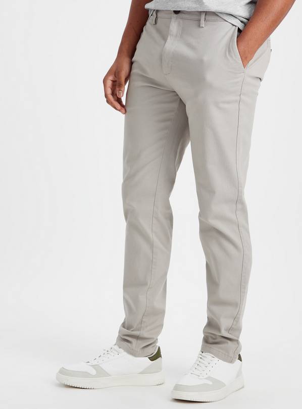 Grey Skinny Fit Chino Trousers  34R