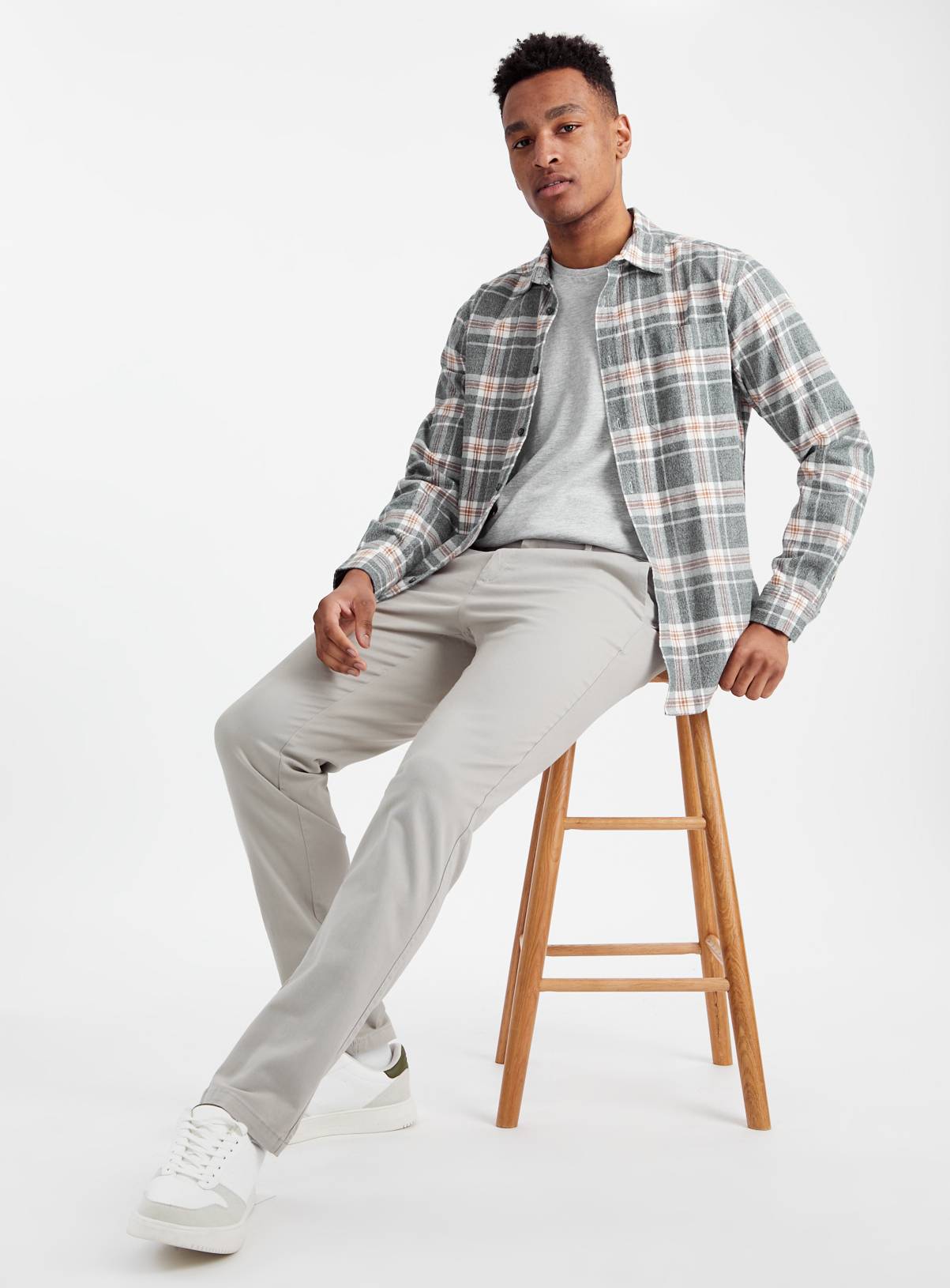 Grey Skinny Fit Chino Trousers  30L - Image 2