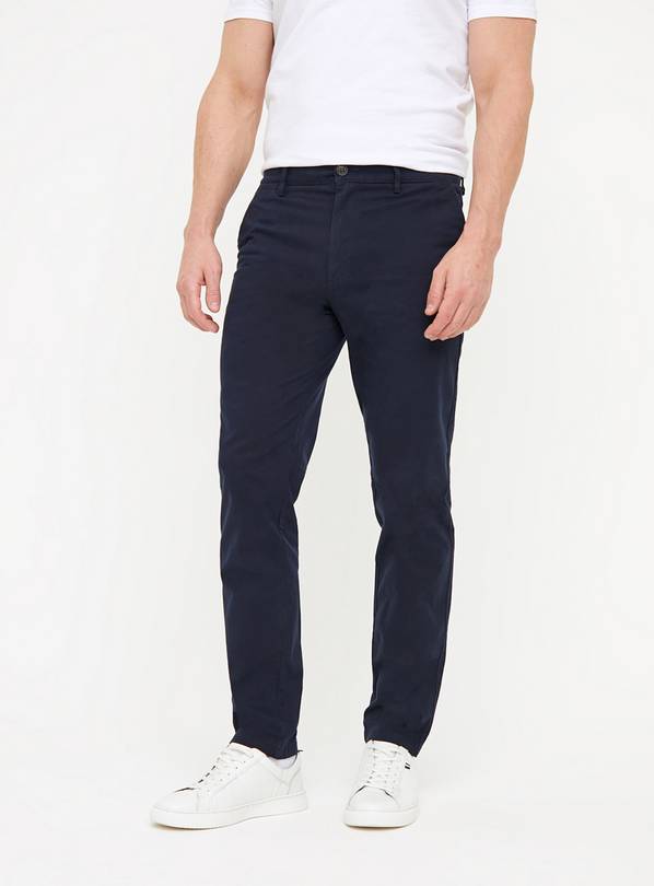 Navy Skinny Fit Chino Trousers  30S