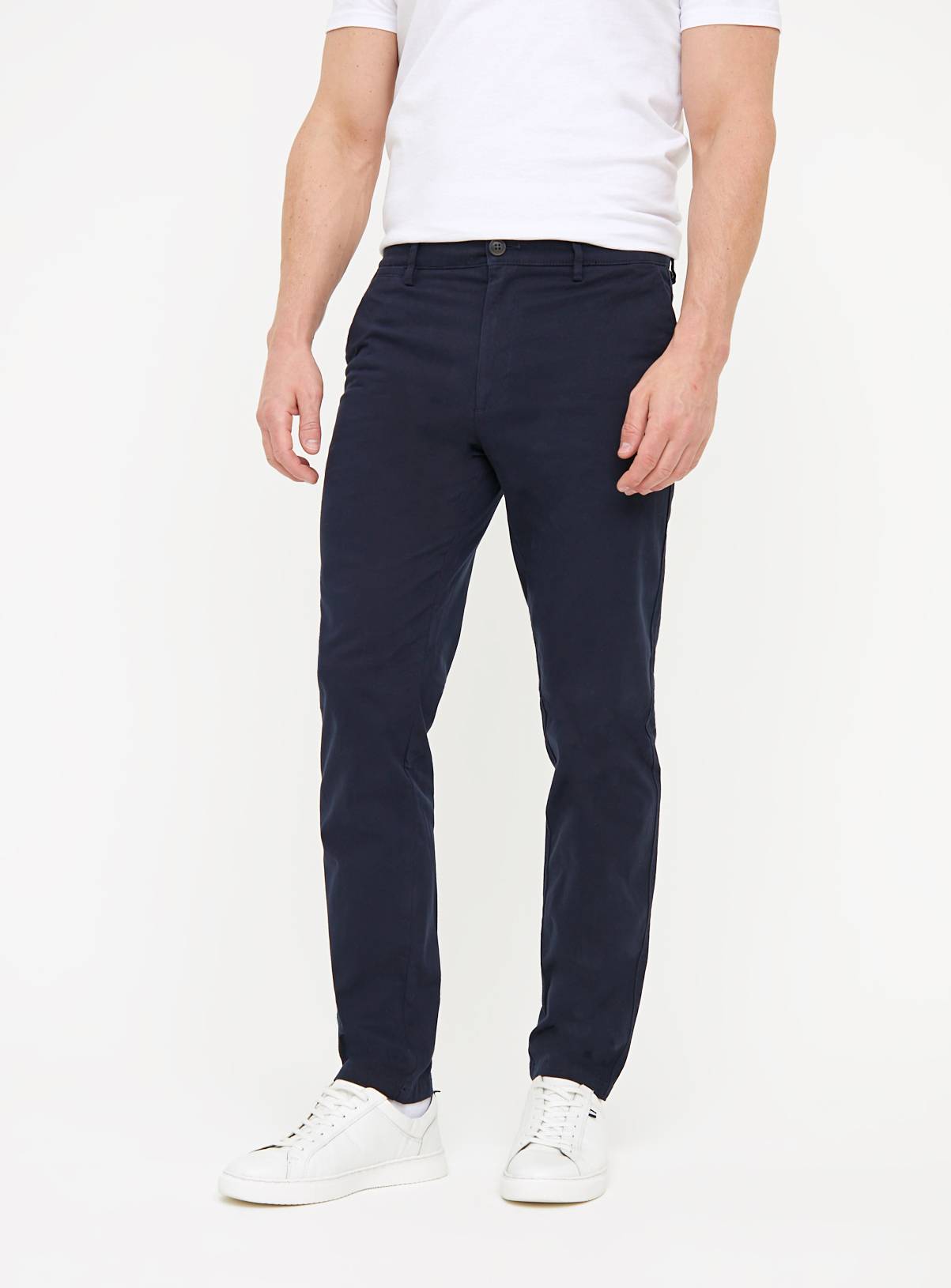 Navy Skinny Fit Chino Trousers  44R - Image 1