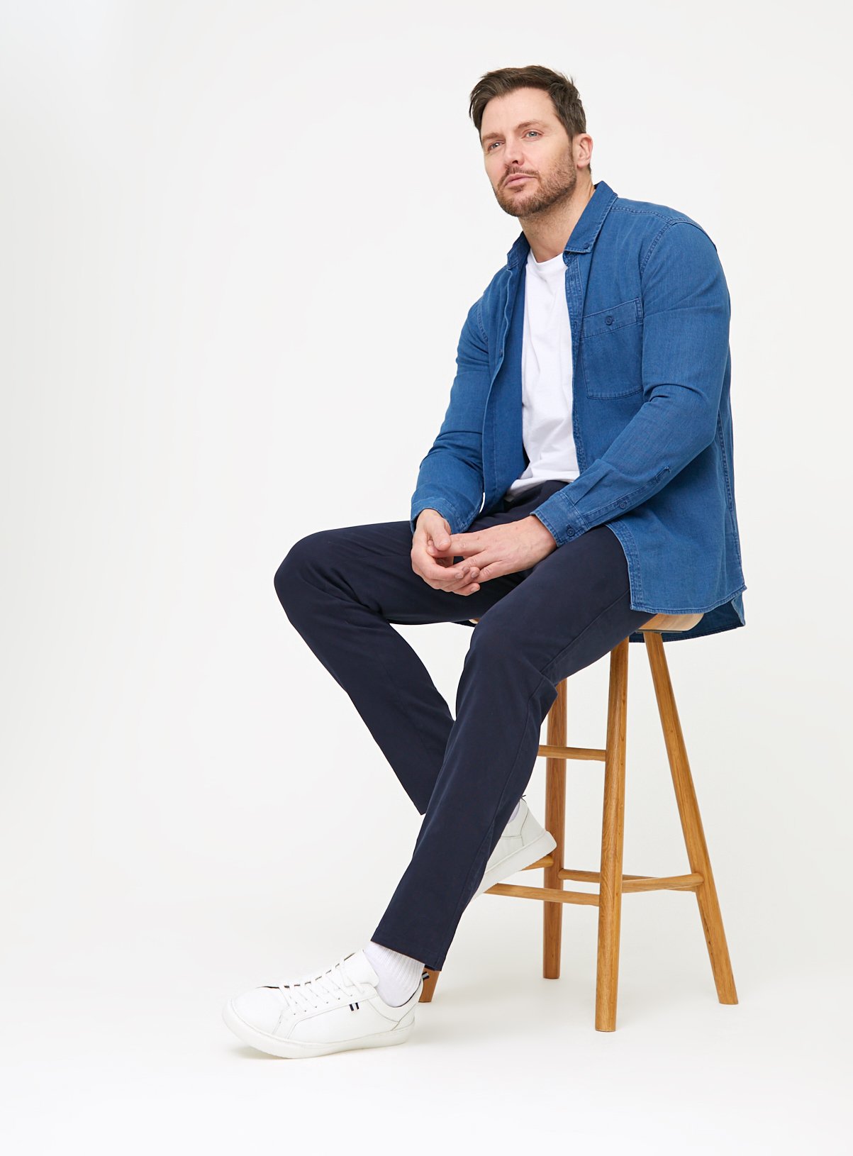 Navy Skinny Fit Chino Trousers  44R - Image 2 thumbnail